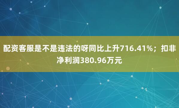 配资客服是不是违法的呀同比上升716.41%；扣非净利润380.96万元